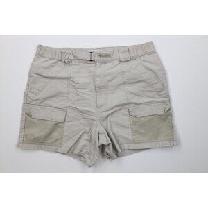Vintage Columbia PFG Mens Large Distressed Mesh Canvas Cargo Shorts Beige Cotton